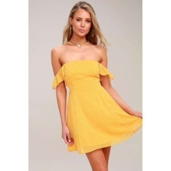 Lulus Dresses & Skirts - Lulus Dots of you yellow polka dot mini dress small